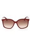 Max Mara 56mm Gradient Geometric Sunglasses In Shiny Red/gradient Brown