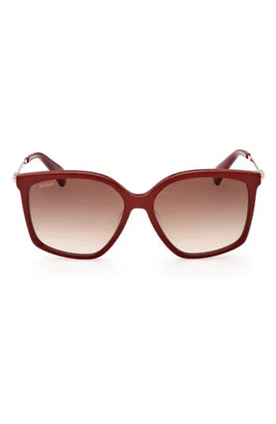 Max Mara 56mm Gradient Geometric Sunglasses In Shiny Red/gradient Brown