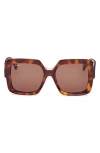 Max Mara 56mm Square Sunglasses In Dark Havana / Brown