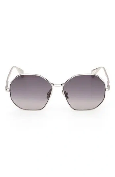 Max Mara 57mm Geometric Sunglasses In Metallic