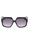 Max Mara 57mm Geometric Sunglasses In Shiny Black/gradient Smoke