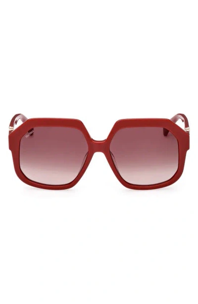 Max Mara 57mm Geometric Sunglasses In Shiny Red / Gradient Brown