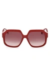 Max Mara 57mm Geometric Sunglasses In Shiny Red/gradient Brown