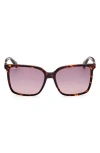 Max Mara 57mm Gradient Square Sunglasses In Red Havana/gradient Brown