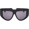 Max Mara 57mm Shield Sunglasses In Shiny Black/smoke