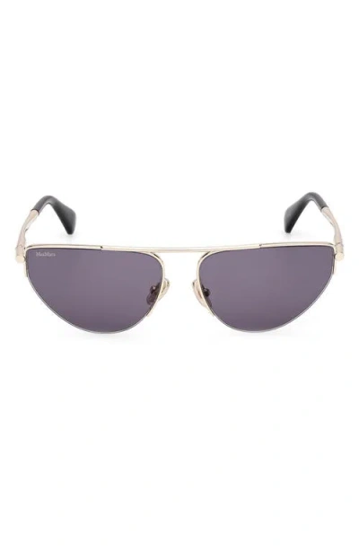 Max Mara 58mm Cat Eye Sunglasses In Shiny Pale Gold/black/smoke