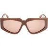 Max Mara 58mm Geometric Sunglasses In Havana Brown