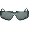 Max Mara Women's Transparent Dark Green Squared Cat-eye Sunglasses In Striped Deep Emerald/emerald
