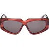 Max Mara 58mm Geometric Sunglasses In Striped Transp Marsala/smoke
