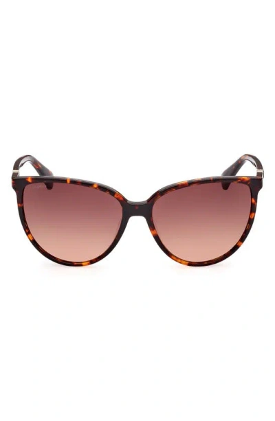 Max Mara 58mm Gradient Butterfly Sunglasses In Red Havana / Gradient Brown