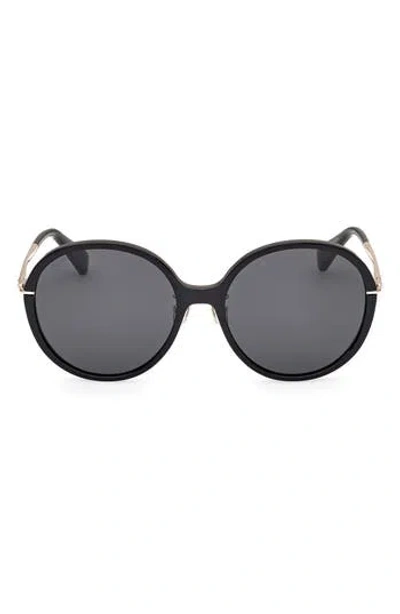 Max Mara 58mm Round Sunglasses In Black