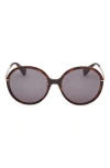 Max Mara 58mm Round Sunglasses In Brown