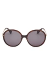 Max Mara 58mm Round Sunglasses In Dark Havana/smoke