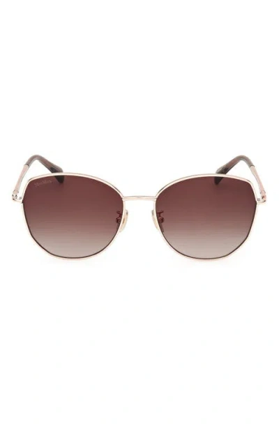 Max Mara 58mm Round Sunglasses In Gold/gradient Brown