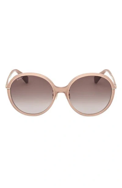 Max Mara 58mm Round Sunglasses In Shiny Beige/gradient Brown