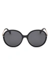 Max Mara 58mm Round Sunglasses In Shiny Black/smoke