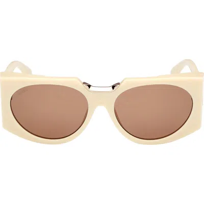 Max Mara 59mm Round Sunglasses In Ivory/brown