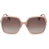 Shop Max Mara 59mm Round Sunglasses In Shiny Beige / Gradient Brown