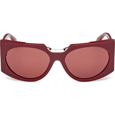 Max Mara 59mm Round Sunglasses In Shiny Bordeaux/bordeaux