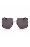 Max Mara 60mm Geometric Sunglasses In Gold/smoke