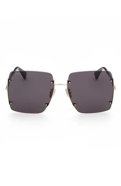 Max Mara 60mm Geometric Sunglasses In Gold/smoke