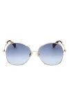Max Mara 60mm Gradient Round Sunglasses In Pale Gold/blue Tortiose/blue