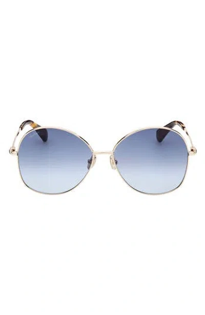 Max Mara 60mm Gradient Round Sunglasses In Pale Gold/blue Tortiose/blue