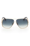 Max Mara 60mm Pilot Sunglasses In Metallic