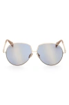 Max Mara 60mm Pilot Sunglasses In Pale Gold/blue Mirror Lenses