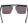 Max Mara 60mm Polarized Geometric Sunglasses In Black/deep Gold/smoke
