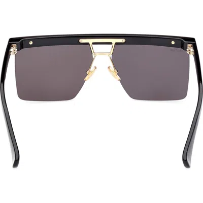 Max Mara 60mm Polarized Geometric Sunglasses In Black/deep Gold/smoke