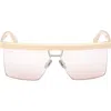 Max Mara 60mm Polarized Geometric Sunglasses In Ivory/palladium/beige