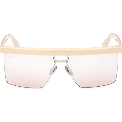 Max Mara 60mm Polarized Geometric Sunglasses In Ivory/palladium/beige