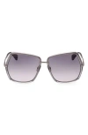 Max Mara 61mm Gradient Geometric Sunglasses In Shiny Dark Ruth/grad Smoke