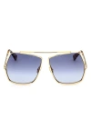 Max Mara Oversized Geometric-frame Aviator Sunglasses In Shiny Gold/gradient Blue
