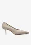 Max Mara 65 Nappa Leather Pumps In Cream