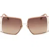Max Mara Menton 59mm Cat Eye Sunglasses In Gold/camel Brown/grad Brown