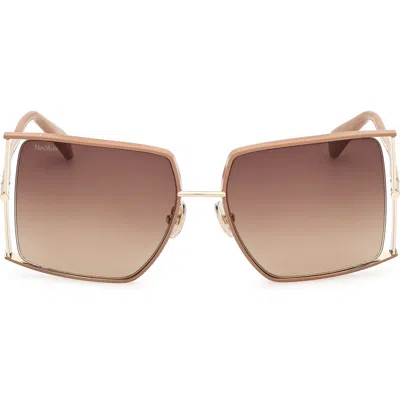 Max Mara Menton 59mm Cat Eye Sunglasses In Gold/camel Brown/grad Brown