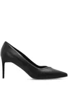 Max Mara Minimalist Leather Highheels In Black