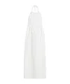Max Mara Europa Open-back Pleated Cotton-canvas Maxi Dress In White