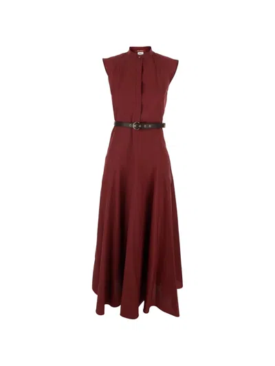 Max Mara A-line Belted Maxi Dress In Red