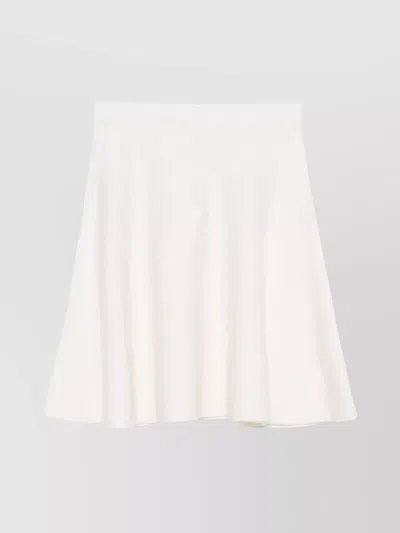 Max Mara A-line Flared High Waist Wool Skirt In White