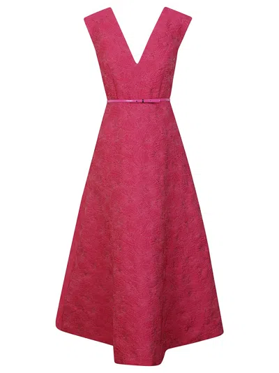 MAX MARA MAX MARA A-LINE MIDI DRESS WITH DEEP V-NECKLINE