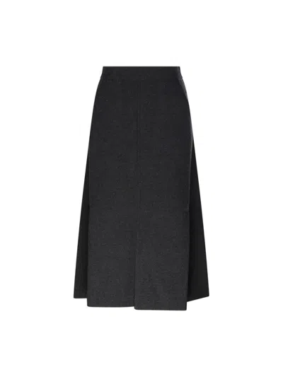 Max Mara A-line Midi Skirt With Discreet Side Pockets In Gray