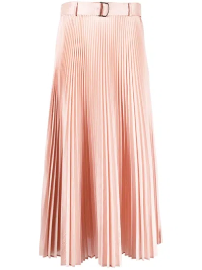 Max Mara A-line Pleated Midi Skirt In Pink