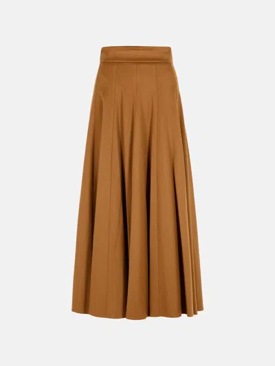 Max Mara A-line 'sagra' Camel Leather Skirt In Brown