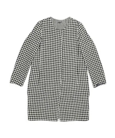Max Mara A Thousand Birds Plaid Round-neck Coat In Gray