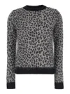 Max Mara Abadan Maglia Giro Jacquard Animalier In Brown
