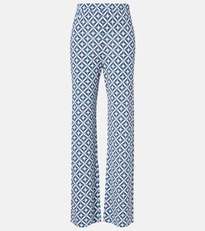 Max Mara Abate Printed Wide-leg Pants In Blue