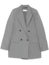 Max Mara Double-breasted Grey Blazer With Crinkled Texture In Grey